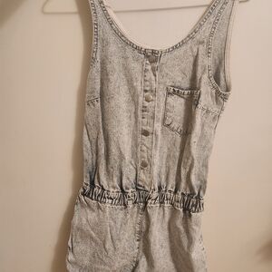 Topshop Moto Gray Denim Romper